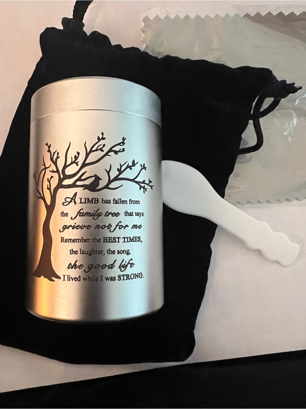 2 Memorial Keepsake Urn with Tree Design - Silver